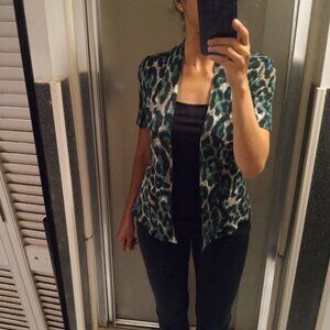Women's blue/green animal print cardigan Size S